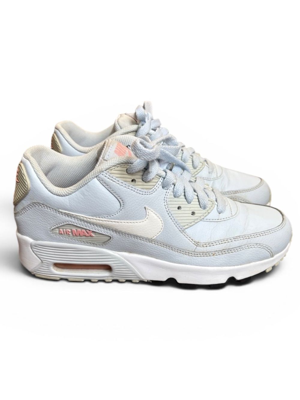 Nike Air Max 90 Leather GS Sneakers Size 6.5Y/Women’s 8 Half Blue Athletic